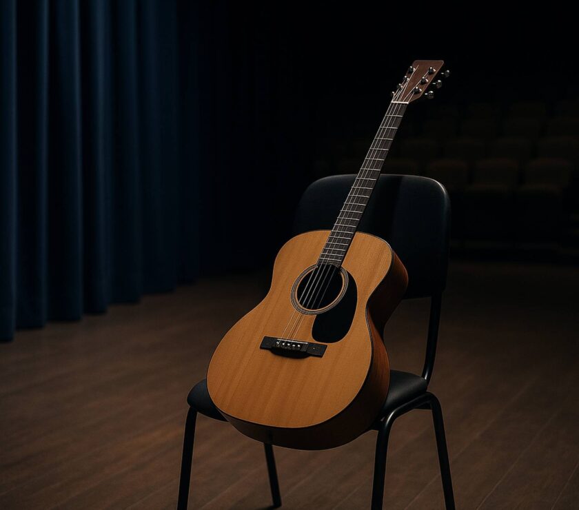Lonely guitar on stage