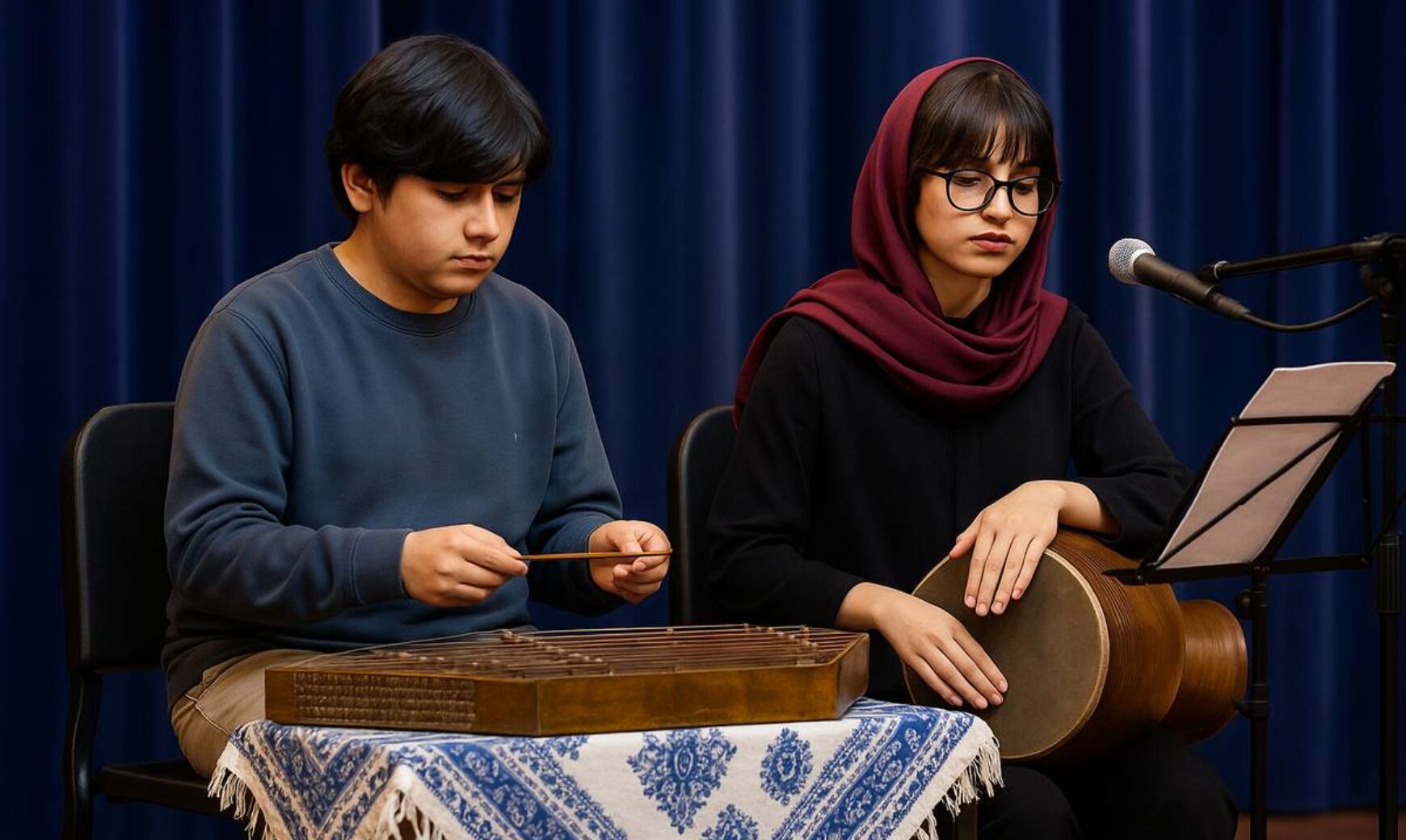 santoor an tombak on stage