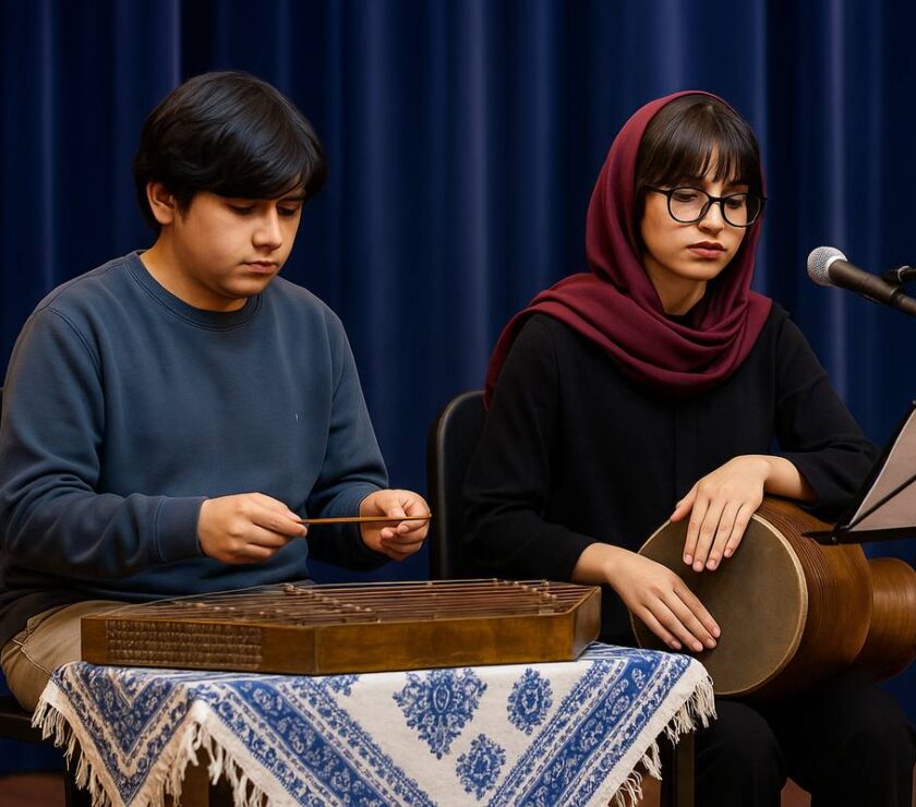santoor an tombak on stage
