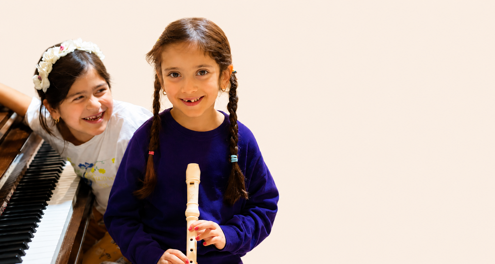 two girls are enjoying their class
