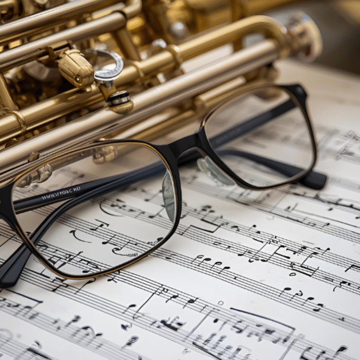 teombon with glasses and note