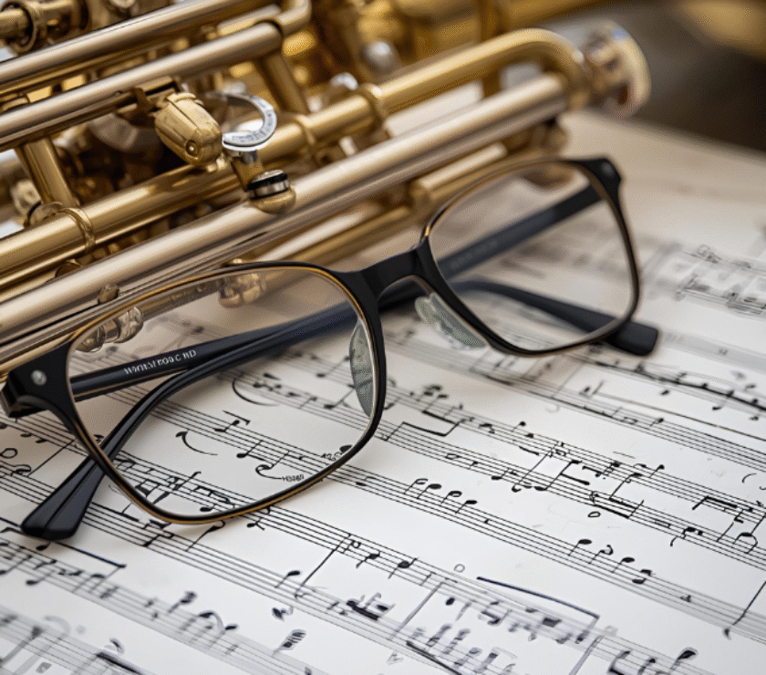 teombon with glasses and note