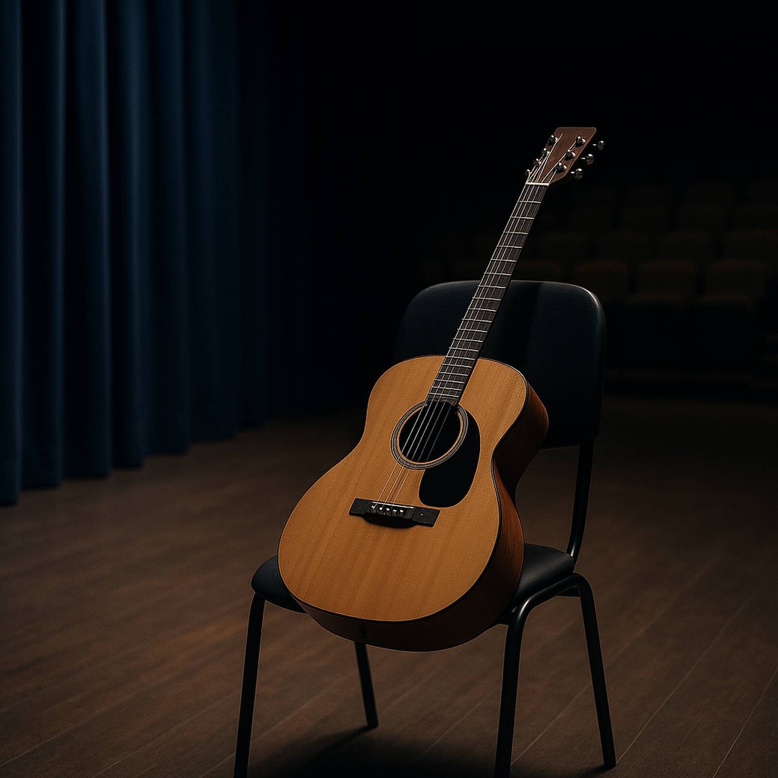 Lonely guitar on stage