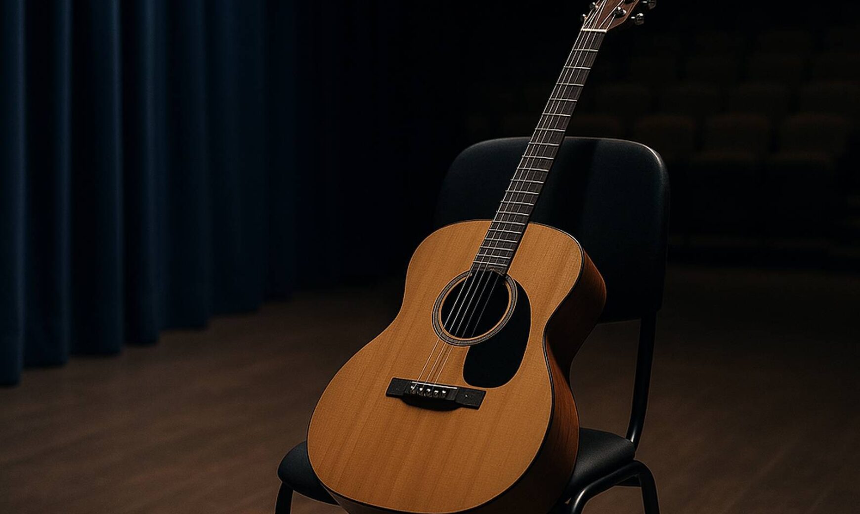 Lonely guitar on stage