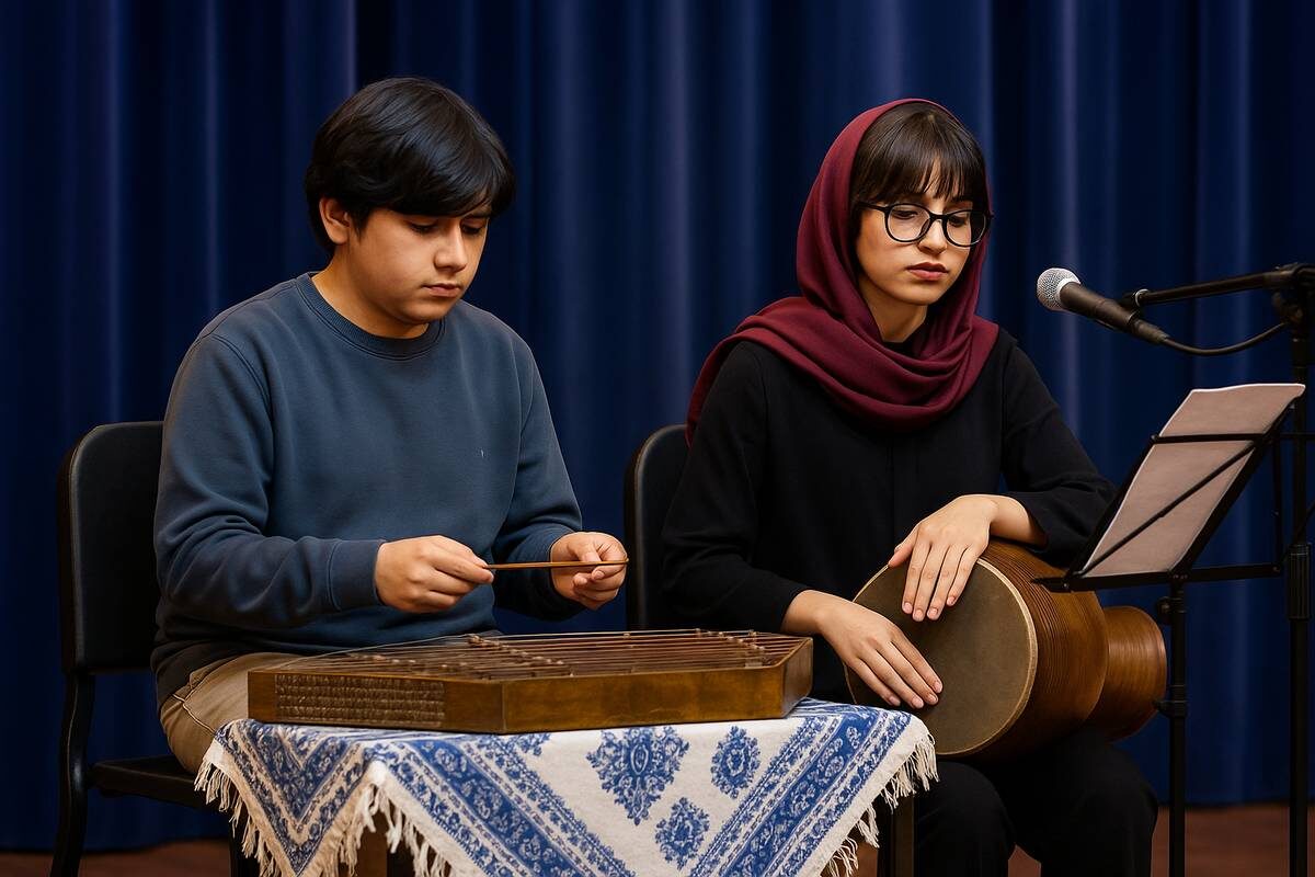 santoor an tombak on stage