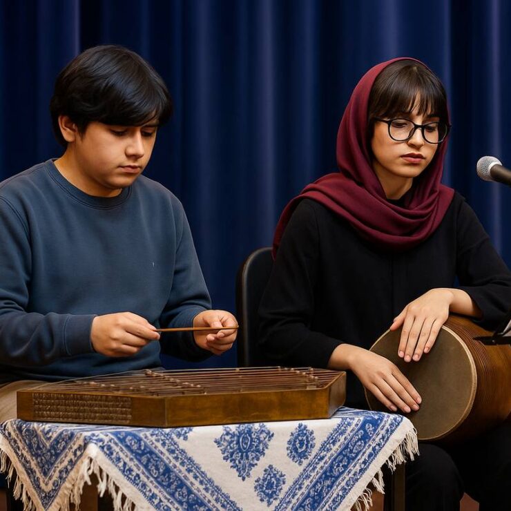santoor an tombak on stage