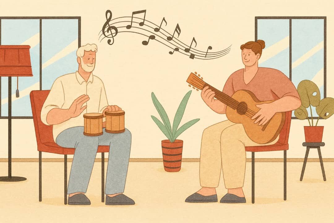 music class with old man and teacher