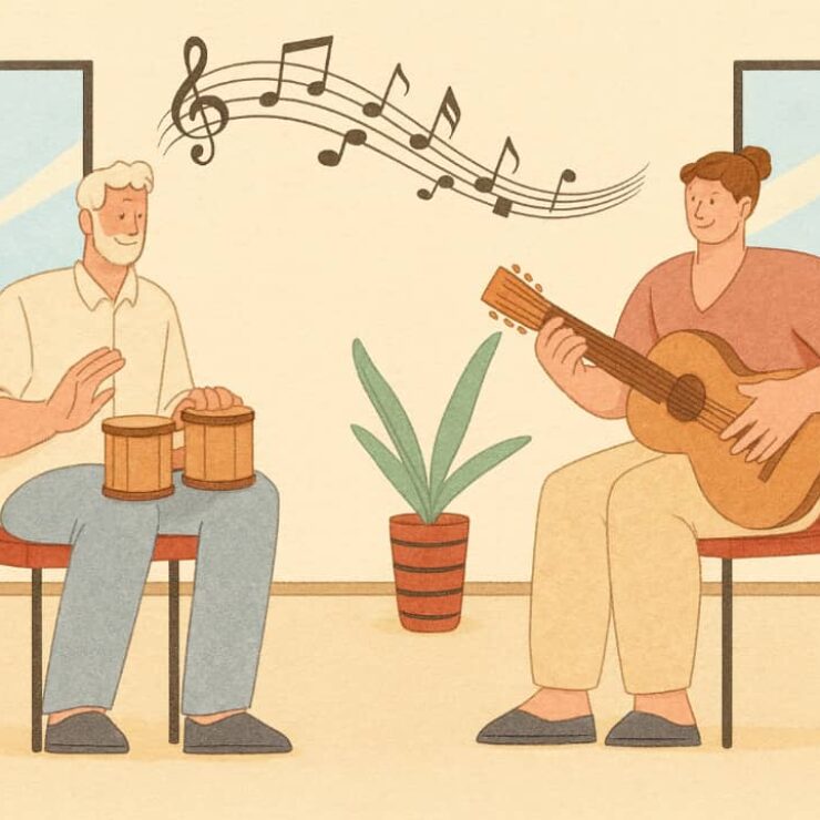 music class with old man and teacher