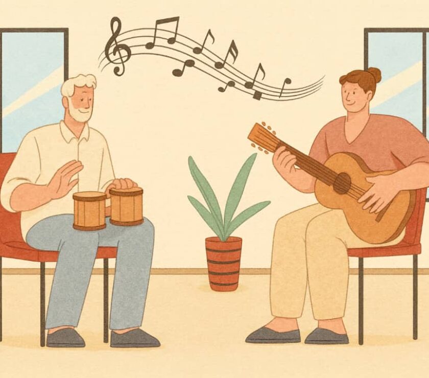 music class with old man and teacher