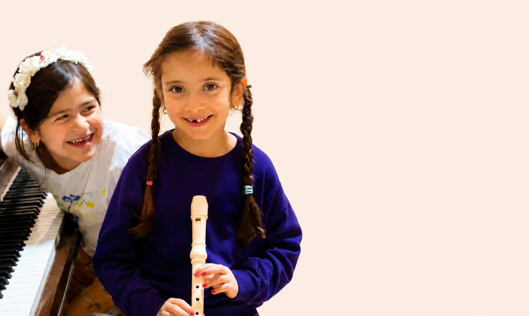 two girls are enjoying their class