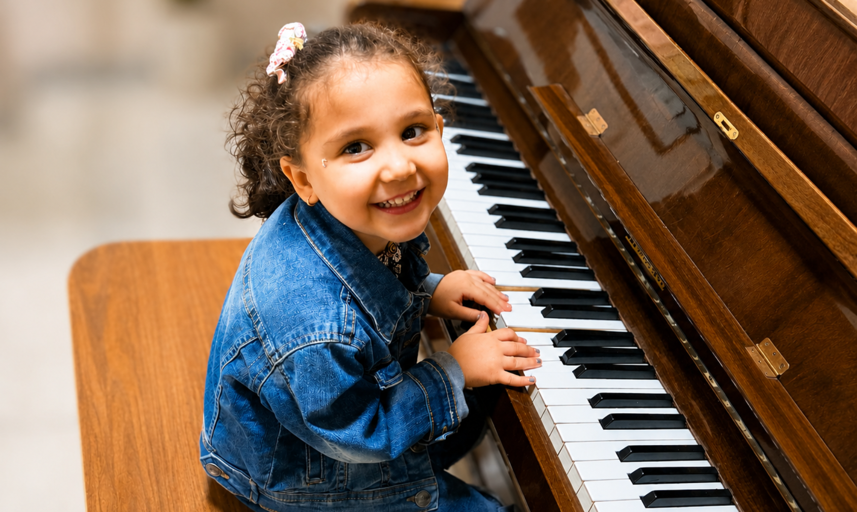kid is enjoying her music class